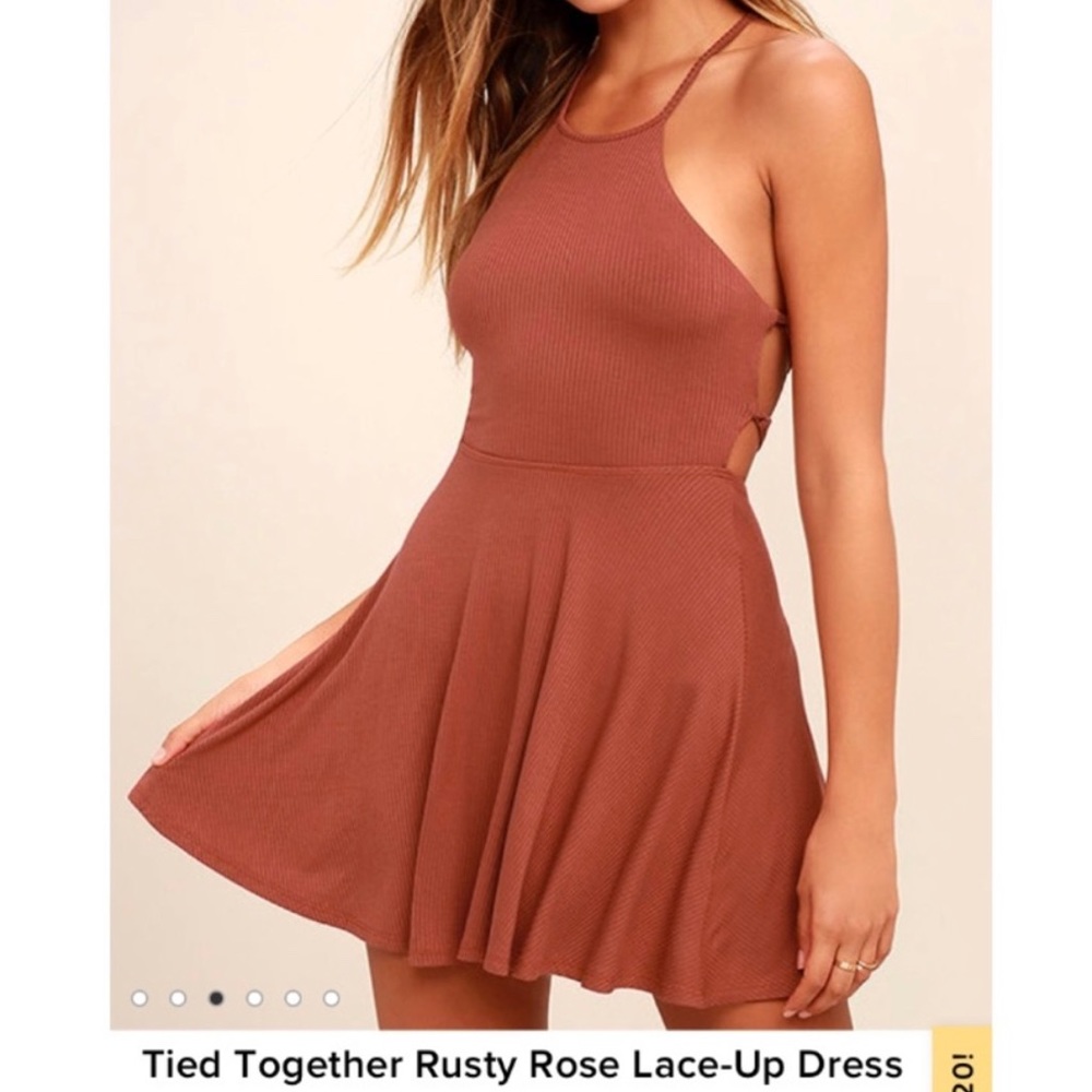 Rusty Rose Lace up Dress